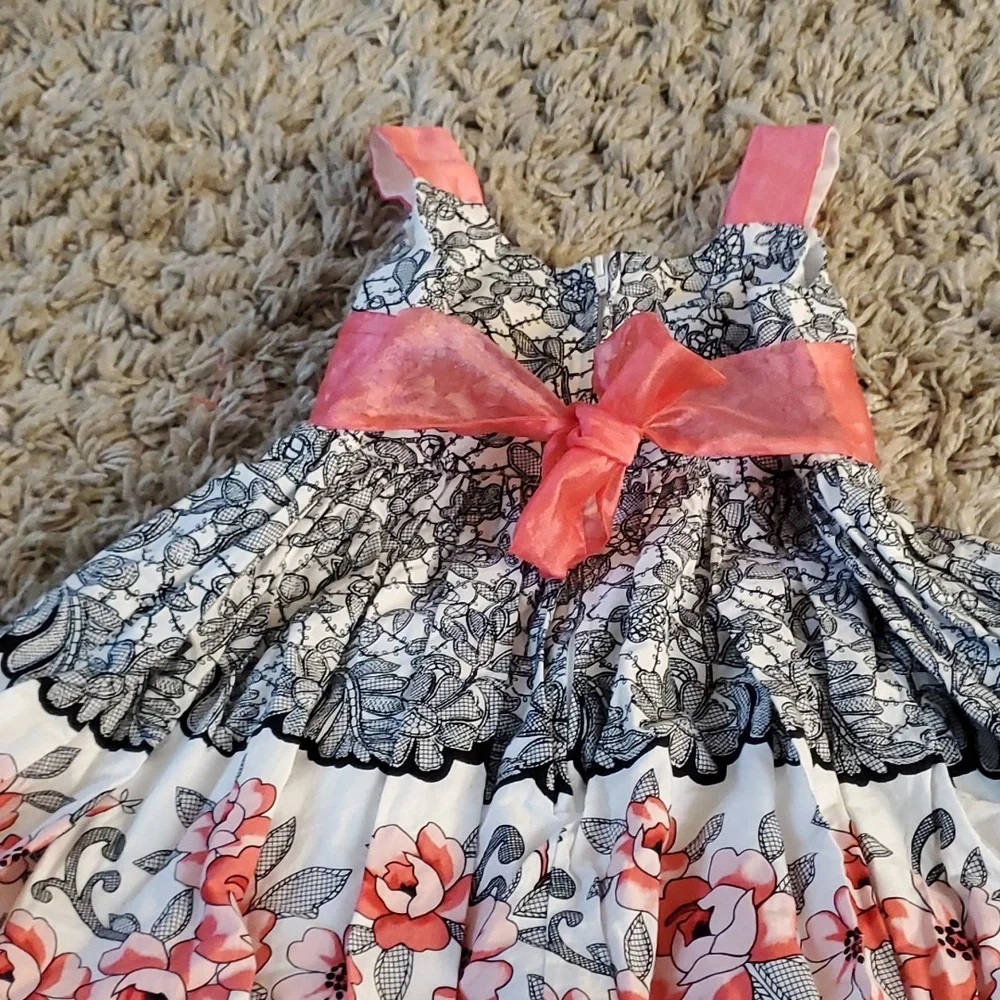 Girls dress floral bow size 5 jessica ann - Picture 3 of 3